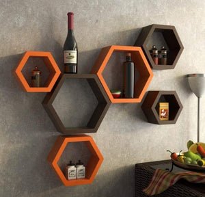 Wall Shelves | Set of 6 | Orange