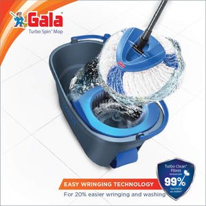 Gala Turbo Spin Mop that removes over 99% bacteria,  with Easy wheels, Triangular head
