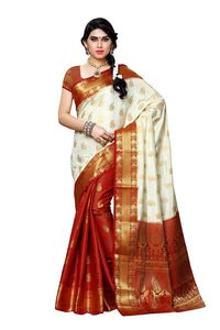Women's Kanchipuram Silk Saree With Unstitched Blouse Piece