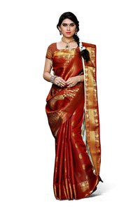 Women's Kanchipuram Silk Saree With Unstitched Blouse Piece