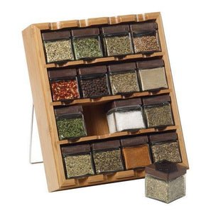 Rich Look Kitchen Spice Stand Set Of 16 Class Cup With Wooden Stand